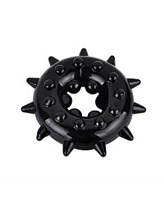 Black Silicone Pins Cock-Ring